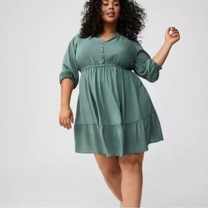 Torrid Mini Challis Shirt Dress Dark Forest
